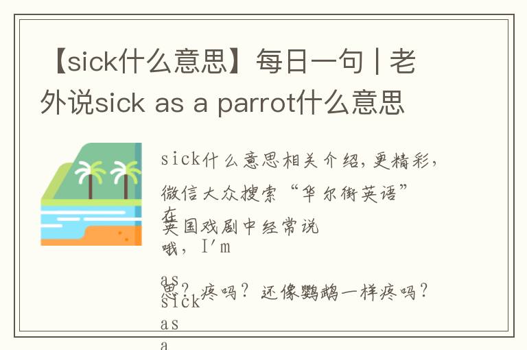 【sick什么意思】每日一句 | 老外说sick as a parrot什么意思?病得像只鹦鹉?