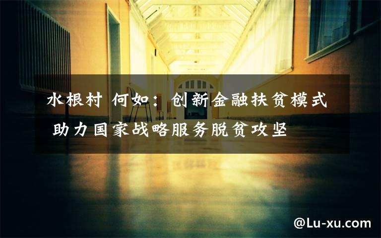 水根村 何如：创新金融扶贫模式 助力国家战略服务脱贫攻坚