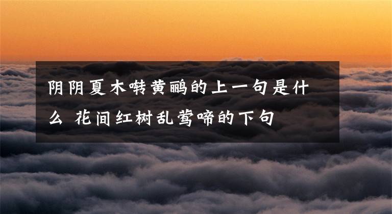 阴阴夏木啭黄鹂的上一句是什么 花间红树乱莺啼的下句
