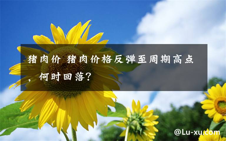 猪肉价 猪肉价格反弹至周期高点,何时回落?