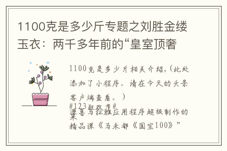 1100克是多少斤专题之刘胜金缕玉衣：两千多年前的“皇室顶奢高定”服装