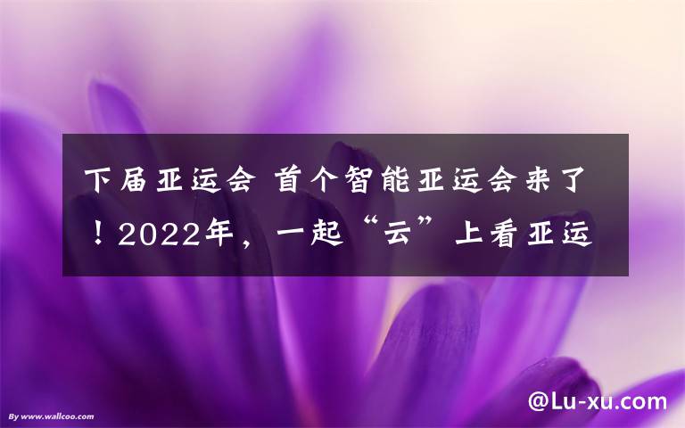 下届亚运会 首个智能亚运会来了!2022年,一起“云”上看亚运