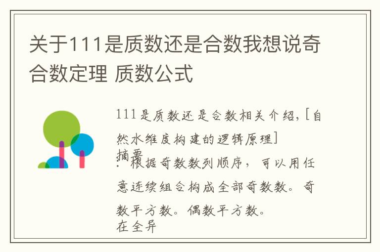 关于111是质数还是合数我想说奇合数定理 质数公式