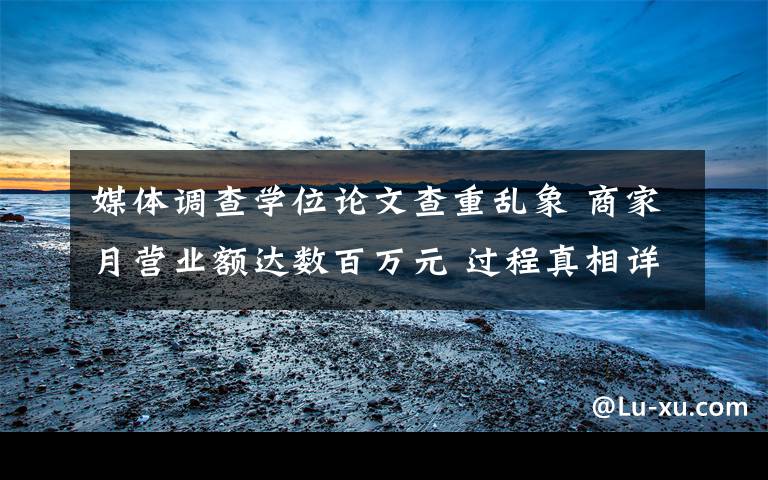 媒体调查学位论文查重乱象 商家月营业额达数百万元 过程真相详细揭秘！