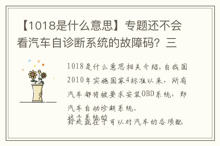 【1018是什么意思】专题还不会看汽车自诊断系统的故障码?三分钟教你怎么解决