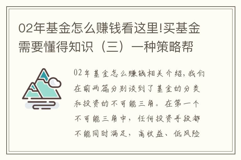 02年基金怎么赚钱看这里!买基金需要懂得知识（三）一种策略帮你买到基金的低点