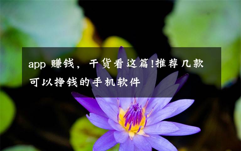 app 赚钱,干货看这篇!推荐几款可以挣钱的手机软件