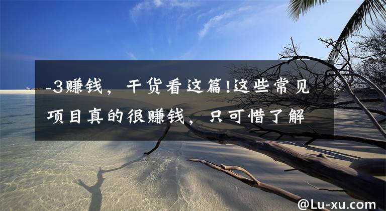 -3赚钱，干货看这篇!这些常见项目真的很赚钱，只可惜了解的人不多，速来看