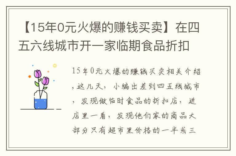【15年0元火爆的赚钱买卖】在四五六线城市开一家临期食品折扣店，一年最少能赚15万？