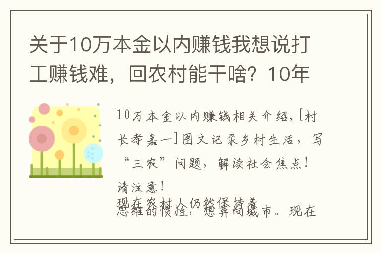 关于10万本金以内赚钱我想说打工赚钱难,回农村能干啥?10年内4大行业吃香,农民抓住机会