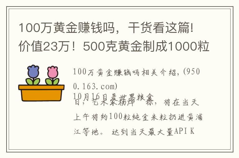 100万黄金赚钱吗，干货看这篇!价值23万！500克黄金制成1000粒大米扔进黄浦江？网友炸锅了