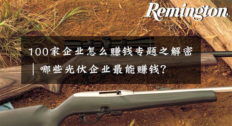 100家企业怎么赚钱专题之解密|哪些光伏企业最能赚钱?