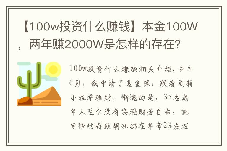 【100w投资什么赚钱】本金100W,两年赚2000W是怎样的存在?
