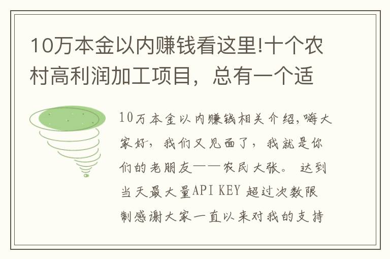 10万本金以内赚钱看这里!十个农村高利润加工项目,总有一个适合你,想赚的快来学