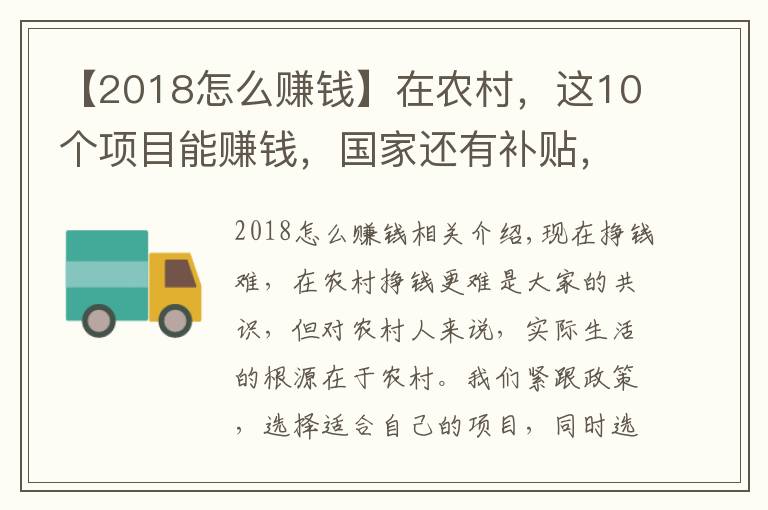 【2018怎么赚钱】在农村,这10个项目能赚钱,国家还有补贴,看看你适合哪些?