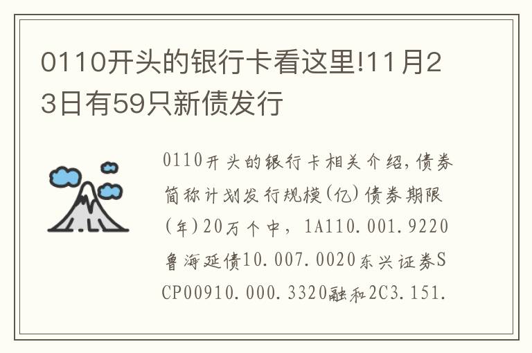 0110开头的银行卡看这里!11月23日有59只新债发行