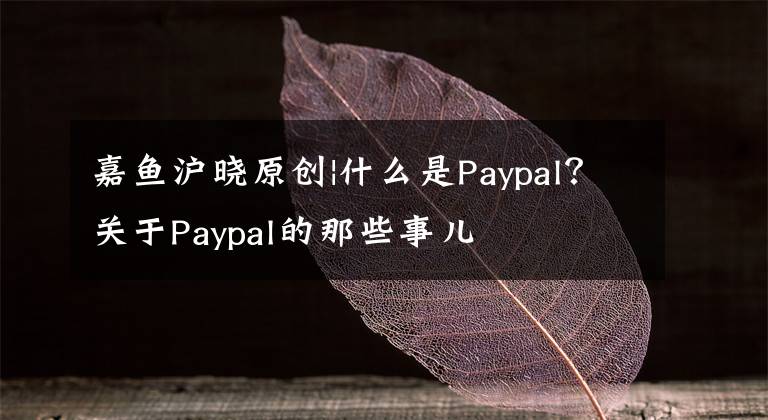 嘉鱼沪晓原创|什么是Paypal?关于Paypal的那些事儿