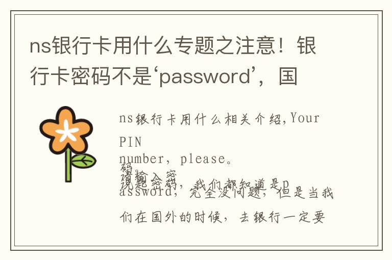 ns银行卡用什么专题之注意!银行卡密码不是‘password’,国外旅游一定要谨记