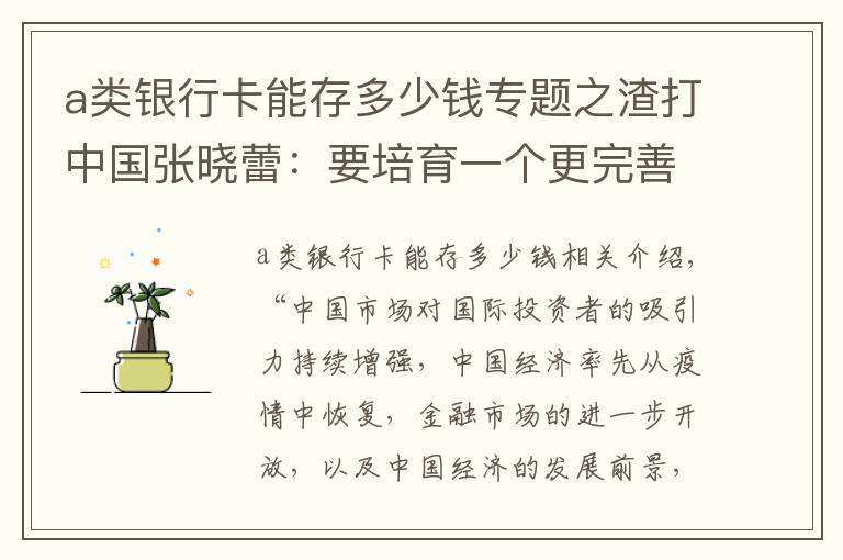 a类银行卡能存多少钱专题之渣打中国张晓蕾：要培育一个更完善的离岸人民币回购市场