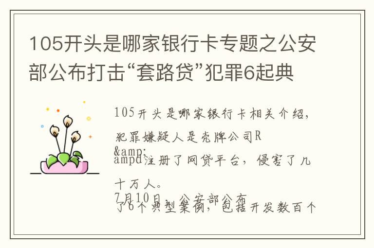 105开头是哪家银行卡专题之公安部公布打击“套路贷”犯罪6起典型案例