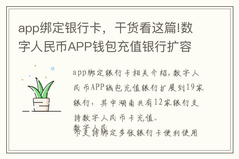 app绑定银行卡，干货看这篇!数字人民币APP钱包充值银行扩容 湖南这12家银行可绑卡