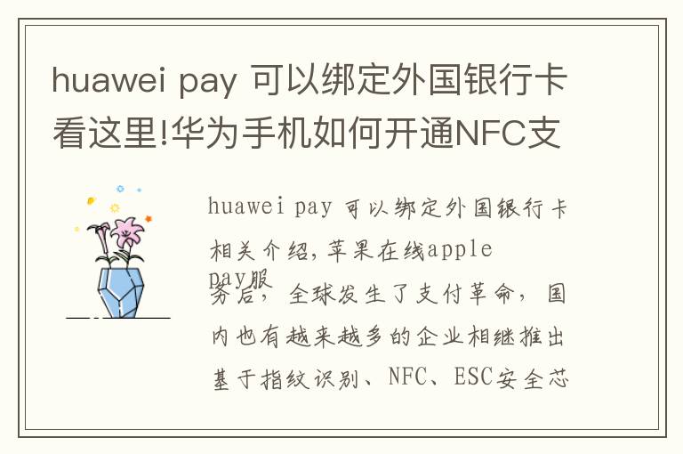 huawei pay 可以绑定外国银行卡看这里!华为手机如何开通NFC支付？小编有妙招