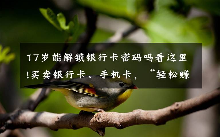 17岁能解锁银行卡密码吗看这里!买卖银行卡、手机卡,“轻松赚钱兼职”!?