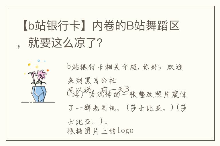 【b站银行卡】内卷的B站舞蹈区，就要这么凉了？