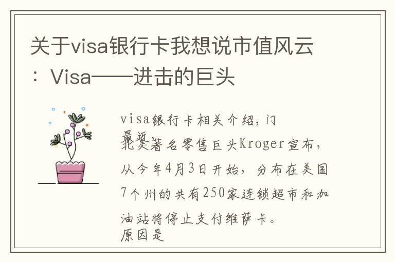 关于visa银行卡我想说市值风云:Visa——进击的巨头