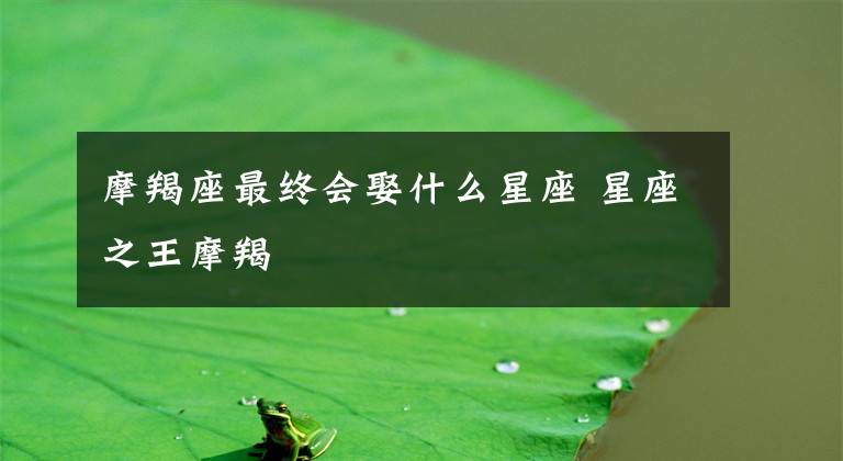 摩羯座最终会娶什么星座 星座之王摩羯