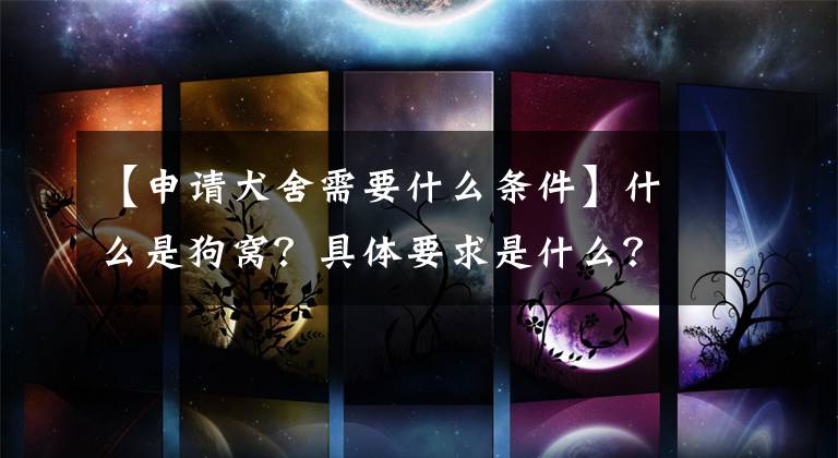 【申请犬舍需要什么条件】什么是狗窝?具体要求是什么?