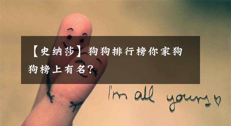 【史纳莎】狗狗排行榜你家狗狗榜上有名？
