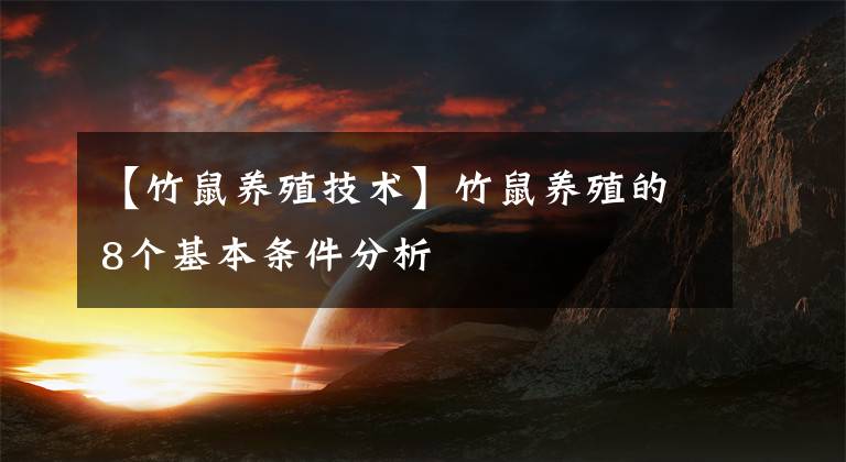 【竹鼠养殖技术】竹鼠养殖的8个基本条件分析