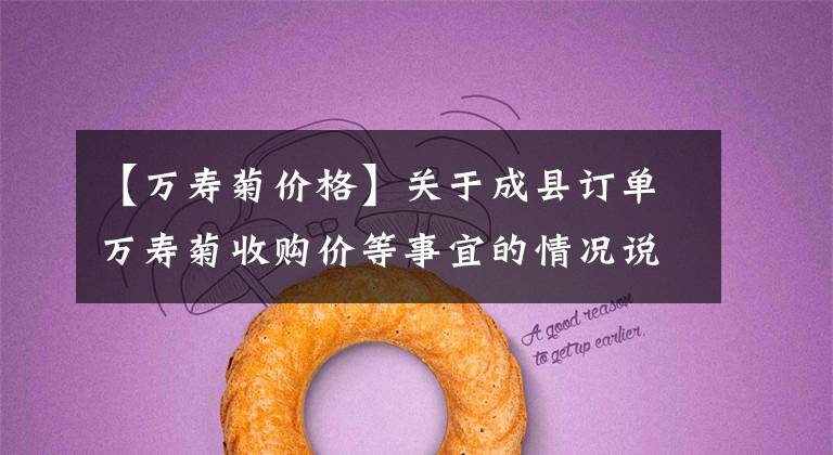 【万寿菊价格】关于成县订单万寿菊收购价等事宜的情况说明