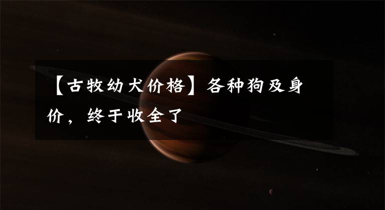 【古牧幼犬价格】各种狗及身价，终于收全了