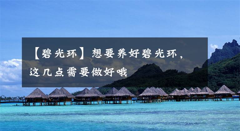 【碧光环】想要养好碧光环,这几点需要做好哦