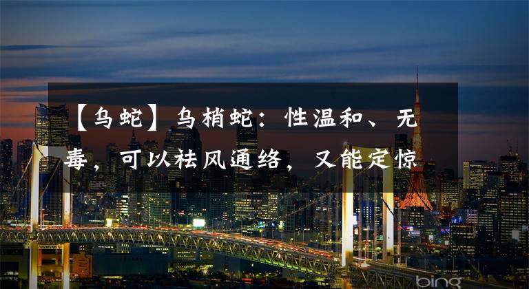 【乌蛇】乌梢蛇：性温和、无毒，可以祛风通络，又能定惊止痉