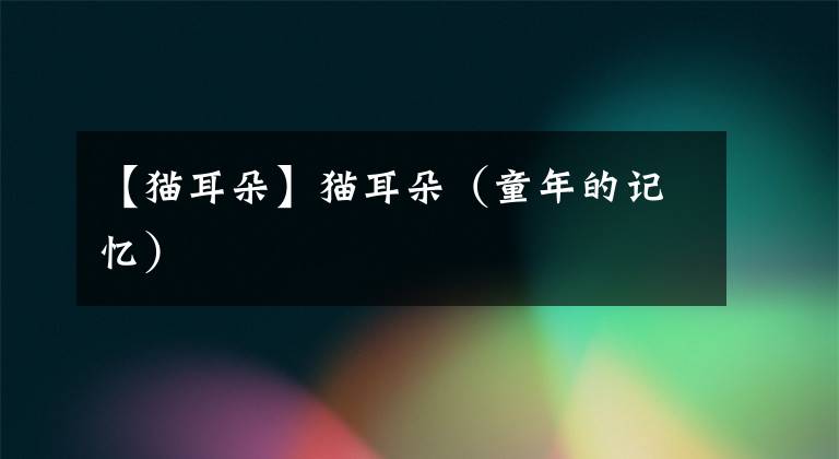 【猫耳朵】猫耳朵(童年的记忆)