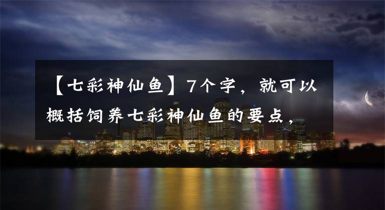 【七彩神仙鱼】7个字，就可以概括饲养七彩神仙鱼的要点，做起来也不是很难
