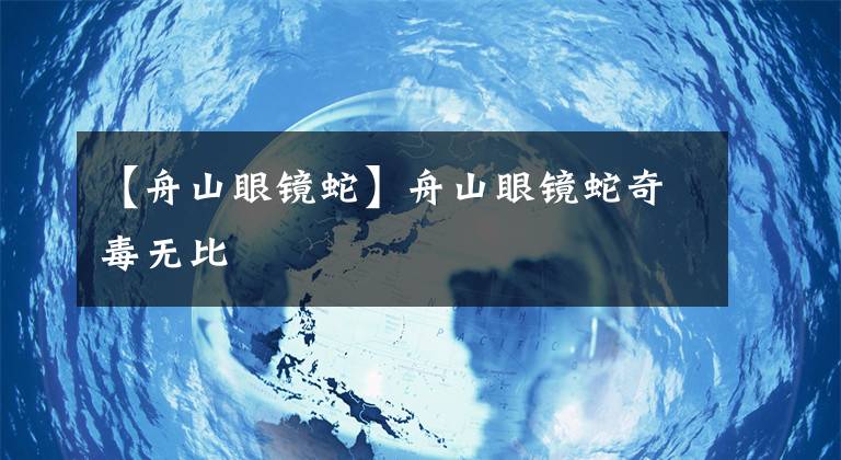 【舟山眼镜蛇】舟山眼镜蛇奇毒无比