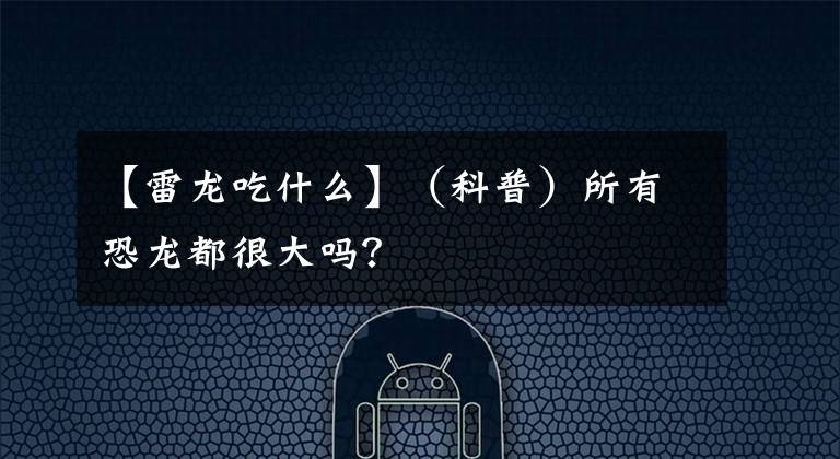 【雷龙吃什么】（科普）所有恐龙都很大吗？