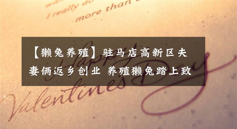 【獭兔养殖】驻马店高新区夫妻俩返乡创业 养殖獭兔踏上致富路