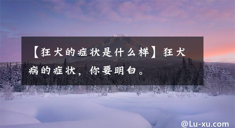 【狂犬的症状是什么样】狂犬病的症状,你要明白。