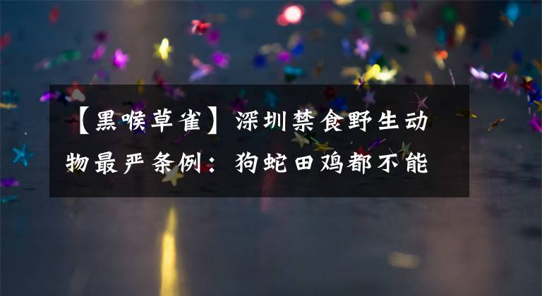 【黑喉草雀】深圳禁食野生动物最严条例：狗蛇田鸡都不能吃