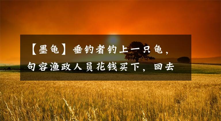 【墨龟】垂钓者钓上一只龟，句容渔政人员花钱买下，回去一查是世界濒危物种