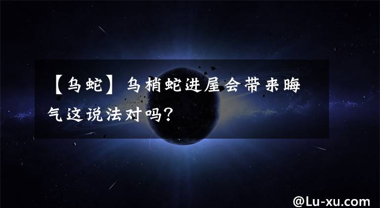 【乌蛇】乌梢蛇进屋会带来晦气这说法对吗？