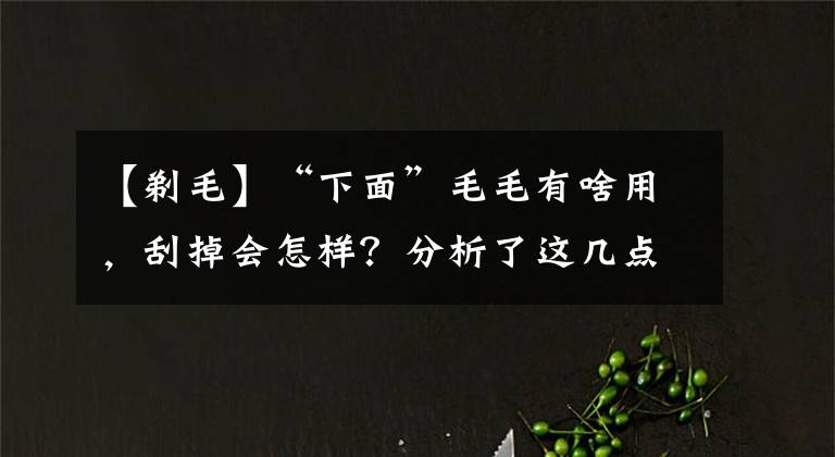 【剃毛】“下面”毛毛有啥用,刮掉会怎样?分析了这几点,你就明白了