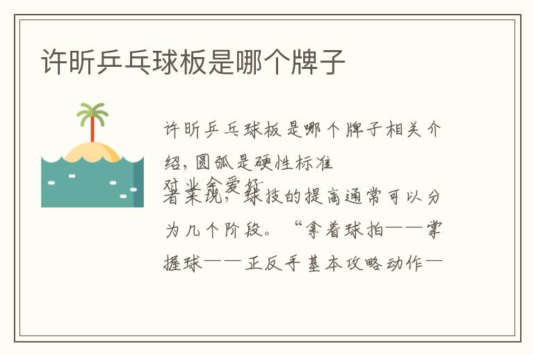 许昕乒乓球板是哪个牌子