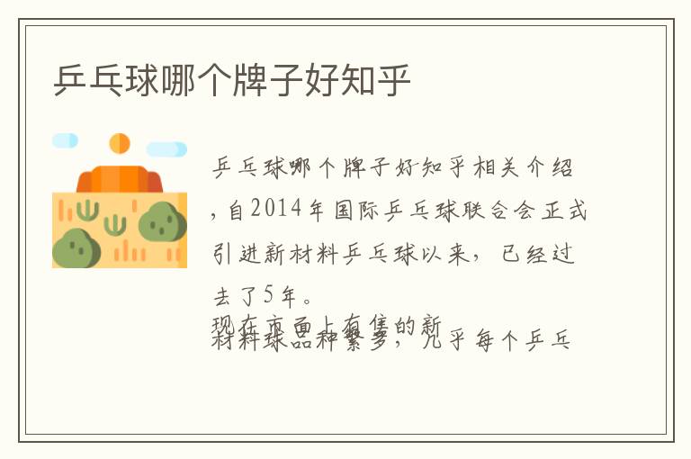 乒乓球哪个牌子好知乎