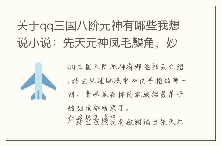 关于qq三国八阶元神有哪些我想说小说：先天元神凤毛麟角，妙用多多，符理师，丹师，兽师等等